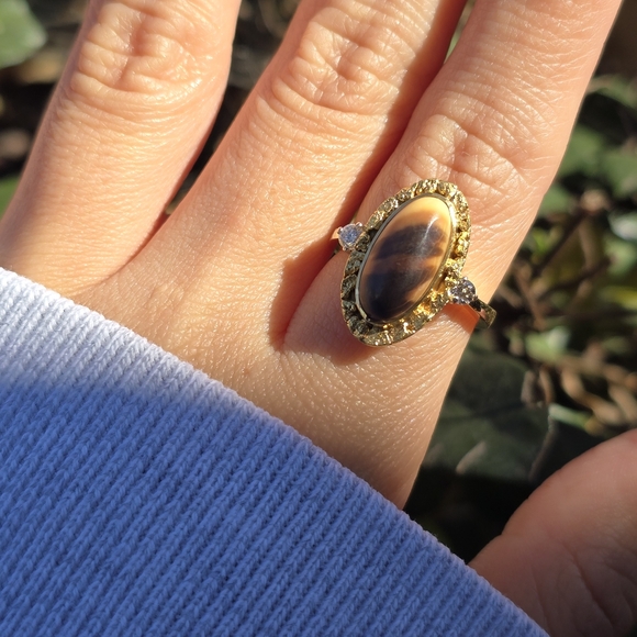 Native Gold Nugget Diamond Ring - Picture 3 of 3